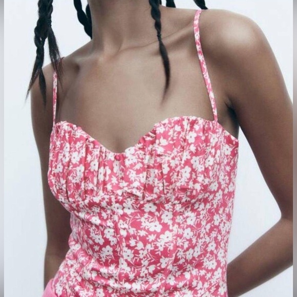 NWT Zara Floral Corset Bodysuit, Sz Small - Picture 5 of 16